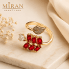 Royal Ruby Leaf Ring – Gold Plated Adjustable Ring