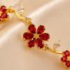 Ruby Floral Bracelet – Gold Plated Red Zircon Flower Bracelet