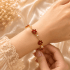 Ruby Floral Bracelet – Gold Plated Red Zircon Flower Bracelet