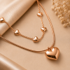 Heart Charm Necklace Set – Rose Gold Double Layer Necklace
