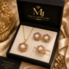 Elegant 1 Carat Floral Pearl Jewelry Set for Women
