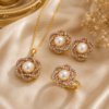 Elegant 1 Carat Floral Pearl Jewelry Set for Women by Miran Jewellers