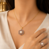 Elegant 1 Carat Floral Pearl Jewelry Set for Women