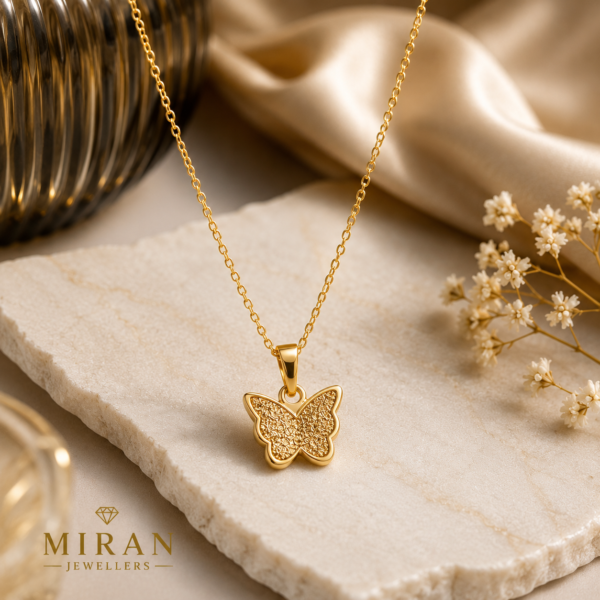Gold Butterfly Pendant Necklace for Women | Miran Jewellers