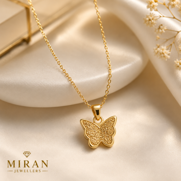Gold Butterfly Pendant Necklace for Women by Miran Jewellers