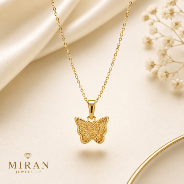 Gold Butterfly Pendant Necklace for Women | Miran Jewellers