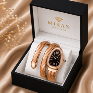 Luxury Rose Gold Snake Bracelet Watch for Women - Miran Jewellers Pakistan