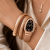 Luxury Rose Gold Snake Bracelet Watch for Women