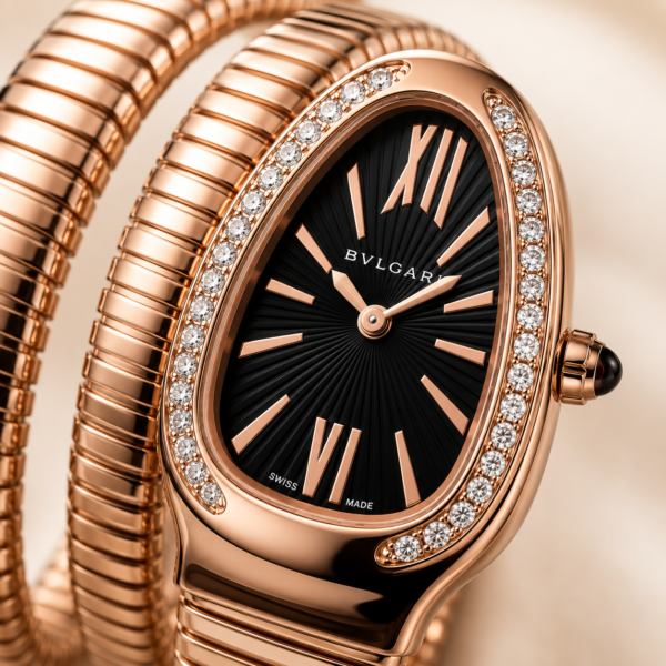 Luxury Rose Gold Snake Bracelet Watch for Women